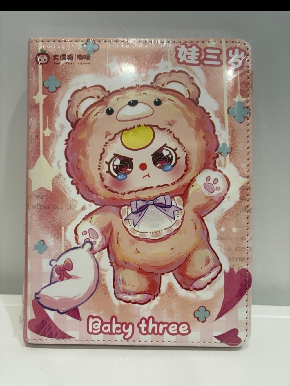 Official Baby three notebook- Pink bear